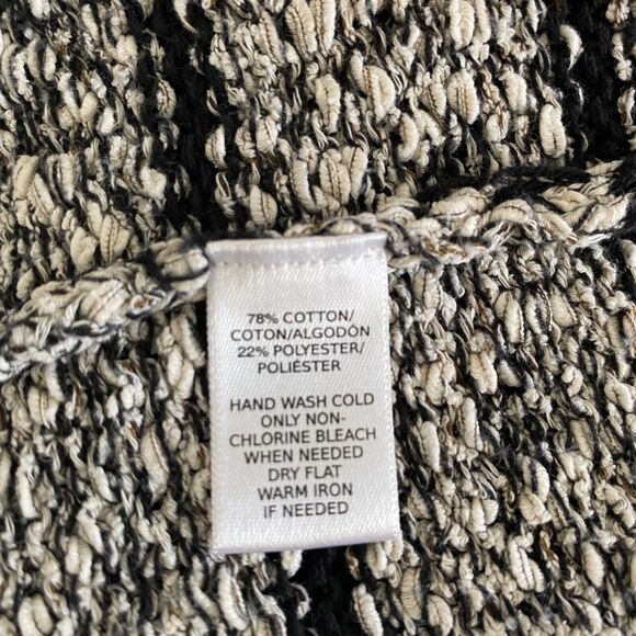 Lou & Grey Wm M Gray Black Striped Chunky Knit Open Front Cardigan Cozy Casual - Picture 8 of 8